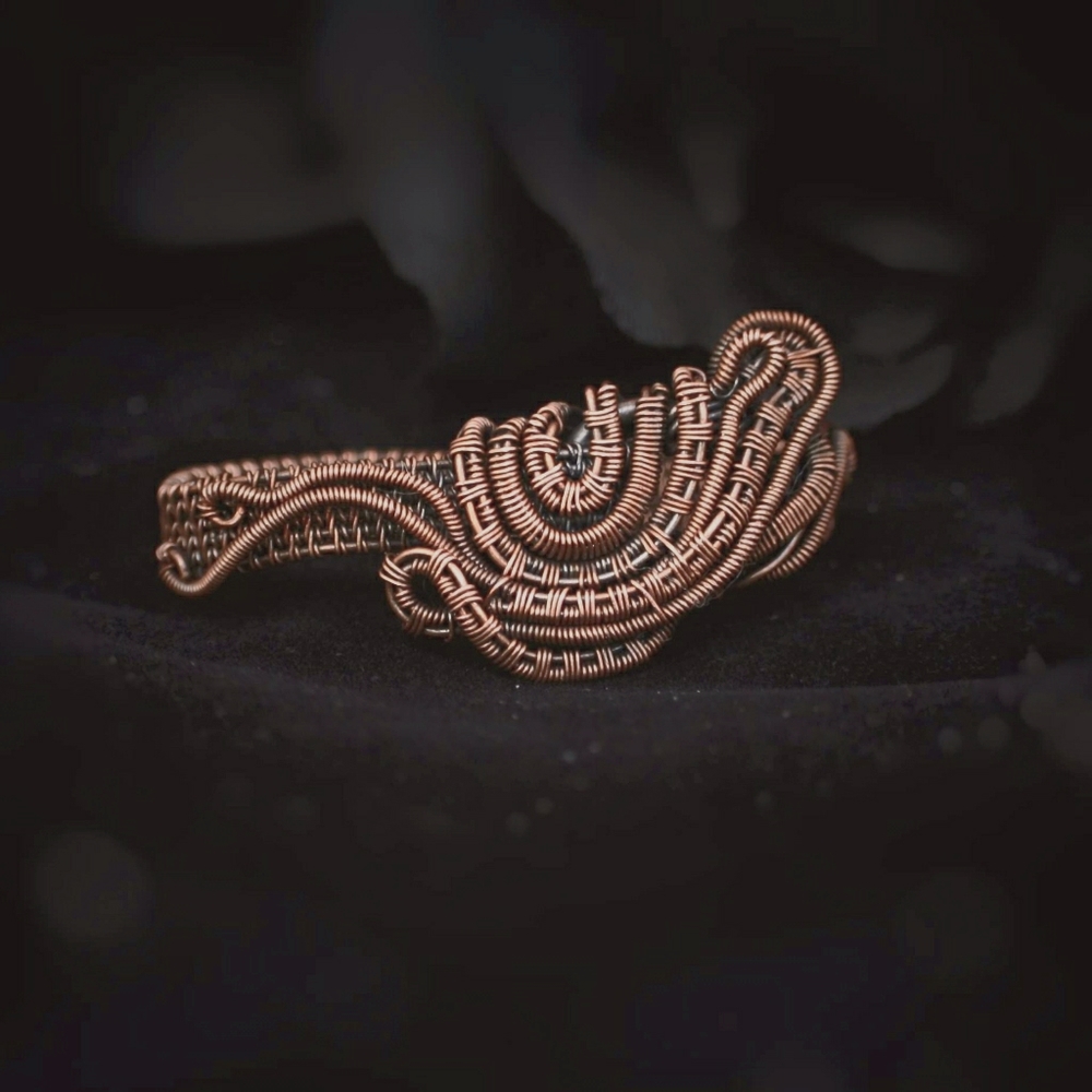 Handmade Copper Wire Wrapped Two Finger Ring